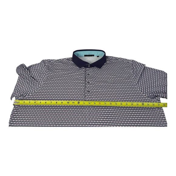 Greyson Men's 2XL Polo Shirt Blue Pink Geometric Print Short Sleeve Golf Polo - Picture 11 of 14